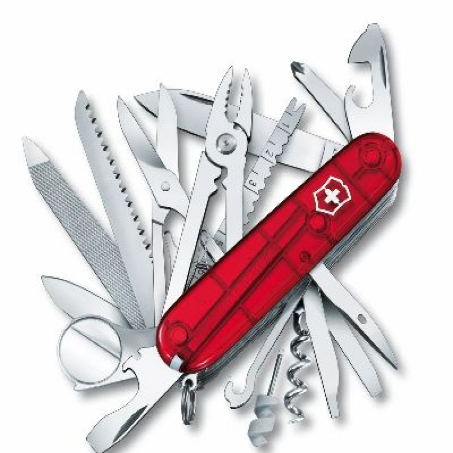 Swiss Army Knives By Victorinox At Swiss Knife Shop * | Best Quality Swisschamp Swiss Army Knife By Victorinox Translucent Ruby