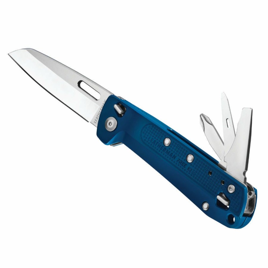 Knife * | Clearance Sale Leatherman Free K2 Multipurpose Knife, Navy