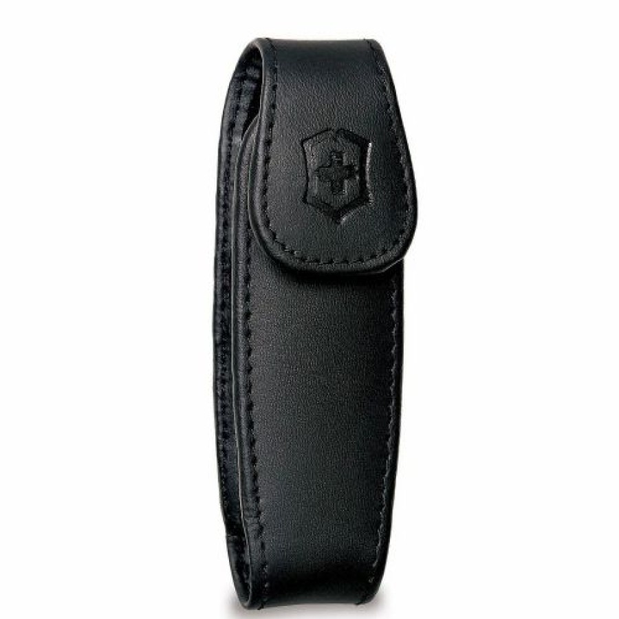 Swiss Army Knives By Victorinox At Swiss Knife Shop * | Fashion Swiss Army Medium Black Leather Pocketknife Clip Pouch