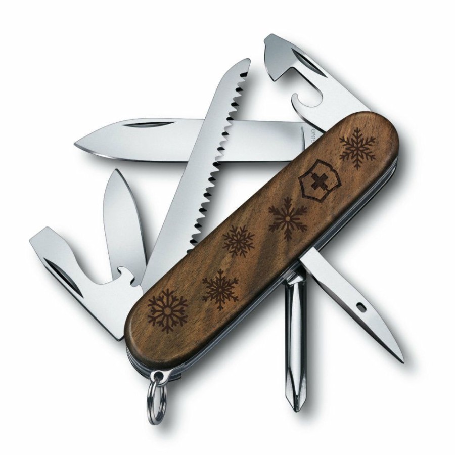 Swiss Army Knives By Victorinox At Swiss Knife Shop * | Gift Selection Victorinox Personalized Snowflakes Hiker Hardwood Walnut Exclusive Swiss Army Knife