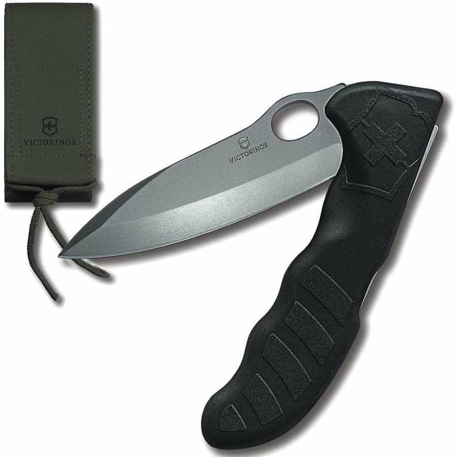 Swiss Army Knives By Victorinox At Swiss Knife Shop * | Flash Sale Victorinox Hunter Pro Black Lockblade Swiss Army Knife With Pouch