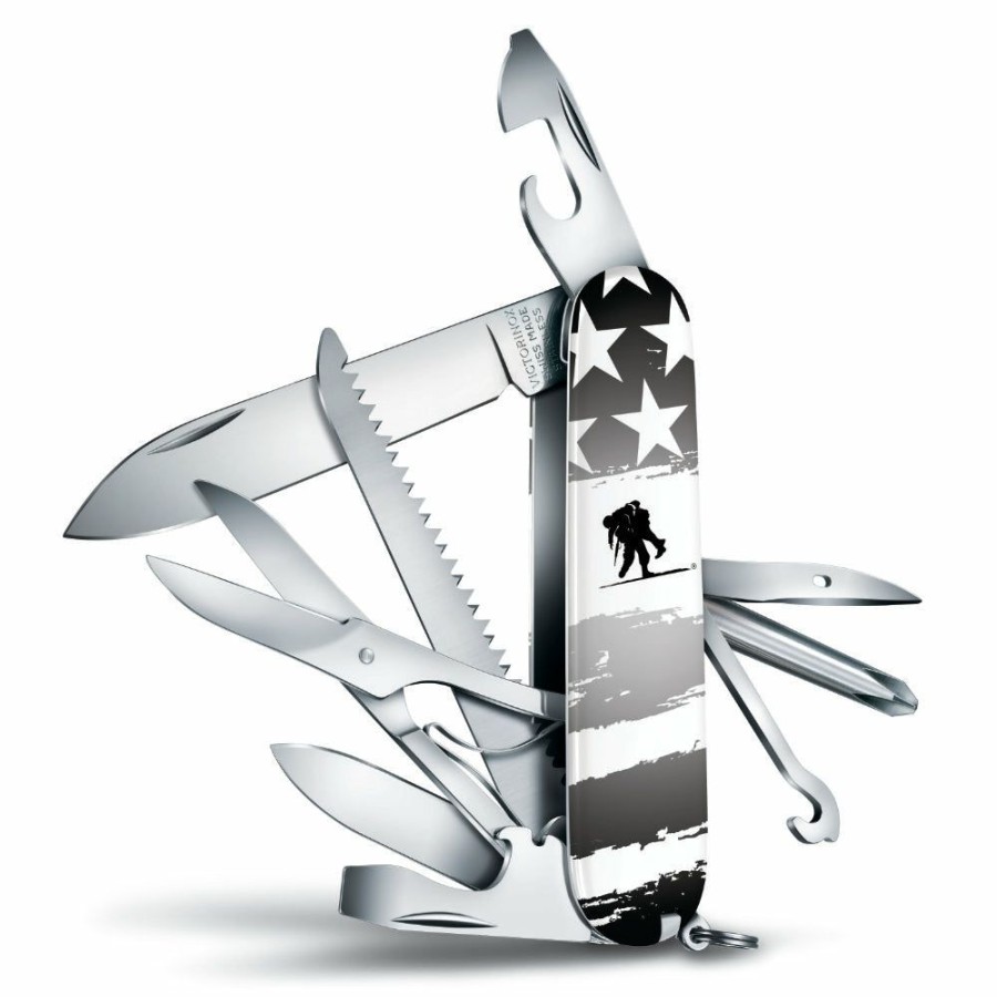 Swiss Army Knives By Victorinox At Swiss Knife Shop * | Crazy Deals Victorinox Wounded Warrior Project Black And White American Flag Fieldmaster Swiss Army Knife