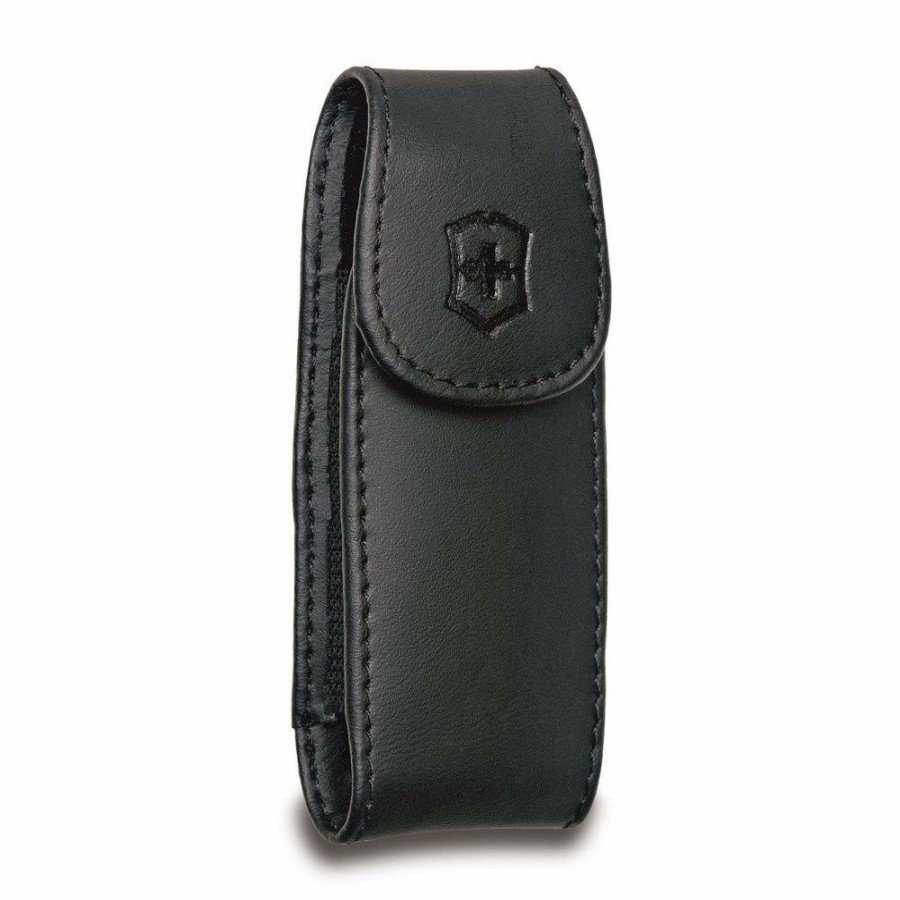 Swiss Army Knives By Victorinox At Swiss Knife Shop * | Exquisite Gifts Victorinox Large Black Leather Swiss Army Knife Clip Pouch