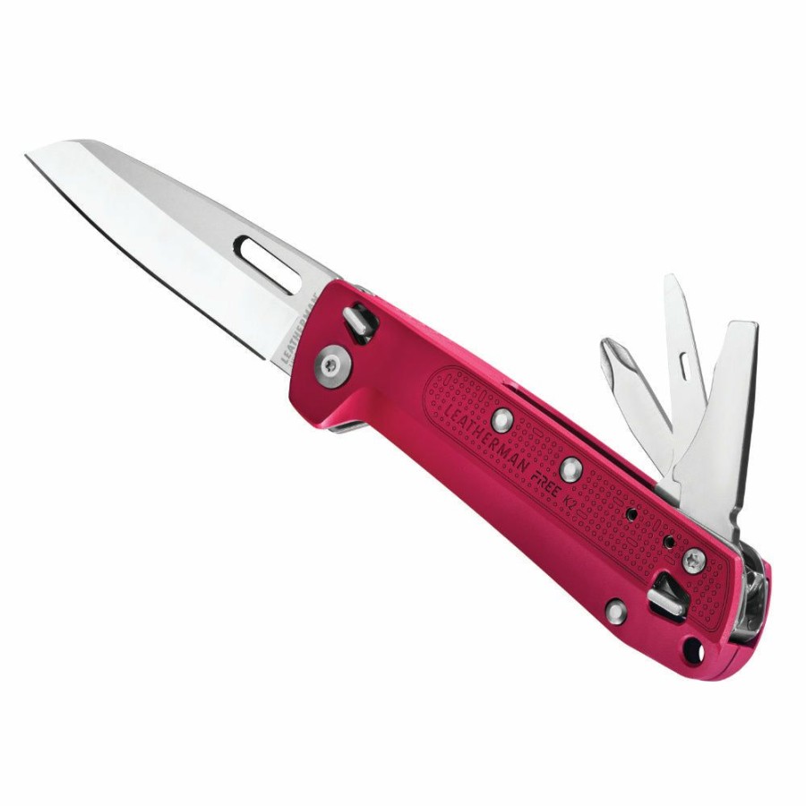 Knife * | Crazy Deals Leatherman Free K2 Multipurpose Knife, Crimson