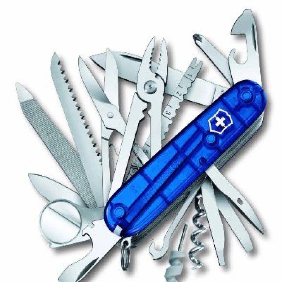 Swiss Army Knives By Victorinox At Swiss Knife Shop * | Fire Sale Swisschamp Swiss Army Knife By Victorinox Translucent Sapphire