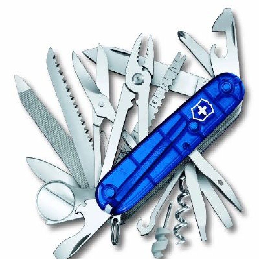 Swiss Army Knives By Victorinox At Swiss Knife Shop * | Fire Sale Swisschamp Swiss Army Knife By Victorinox Translucent Sapphire