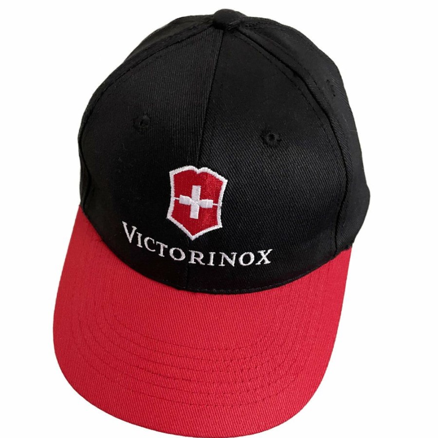 Swiss Army Knives By Victorinox At Swiss Knife Shop * | Excellent Quality Victorinox Swiss Army Cross & Shield Black And Red Baseball Cap